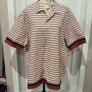 Ted Baker London Braemar Geo Border print linen button shirt.